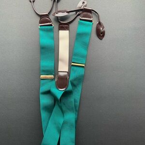 CAS West Germany leather button adjustable teal Suspenders men